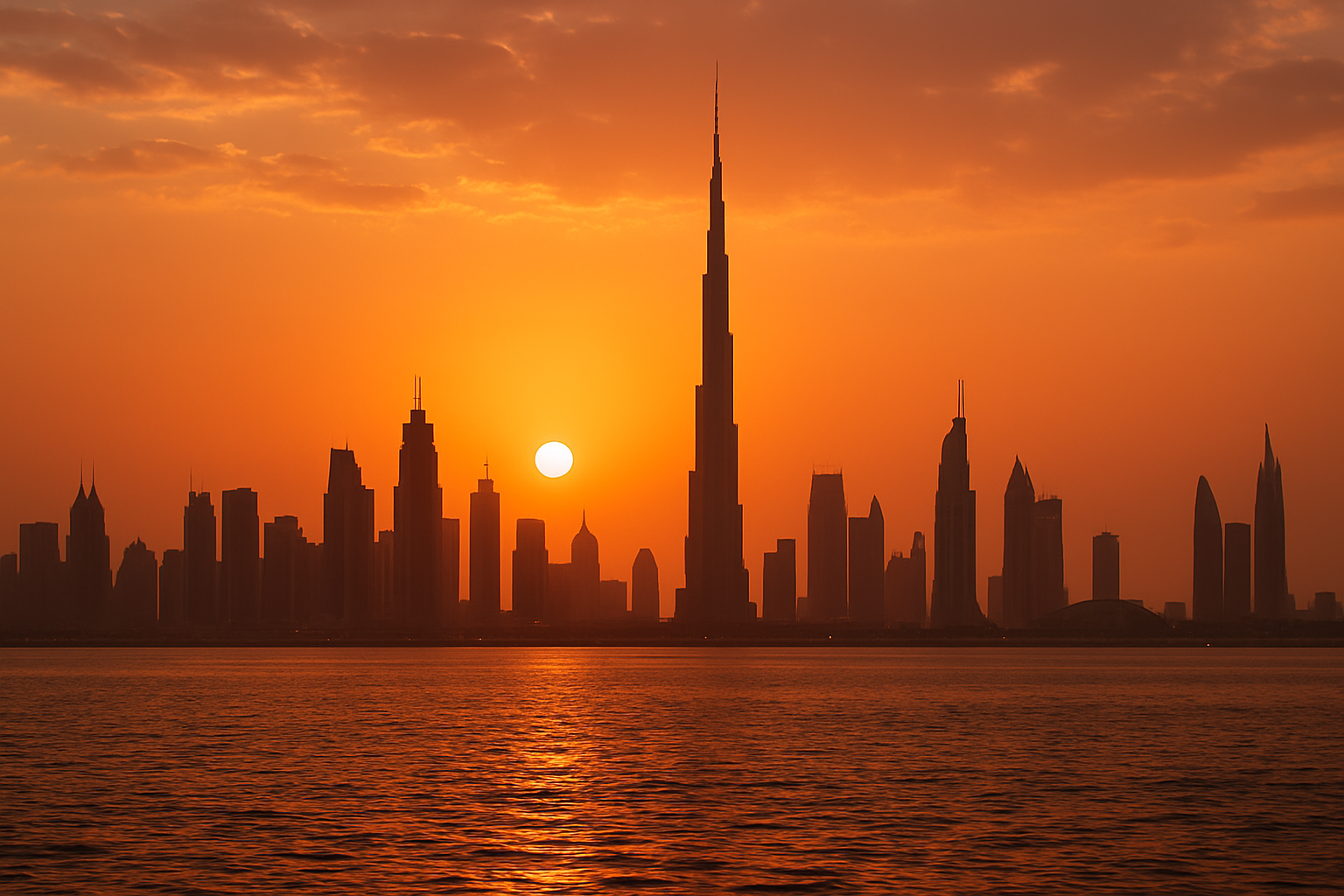 Iconic Dubai Skyline at Sunset